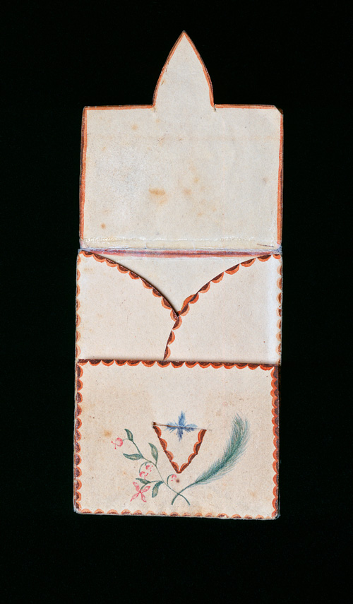 Rare School girl puzzle purse enclosing The Lords Prayer in micro calligraphy, American, Probably New England, circa 1830-1850